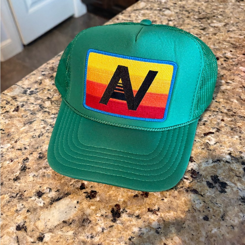 NEW- Aviator Nation Green trucker hat with Multicolor Patch